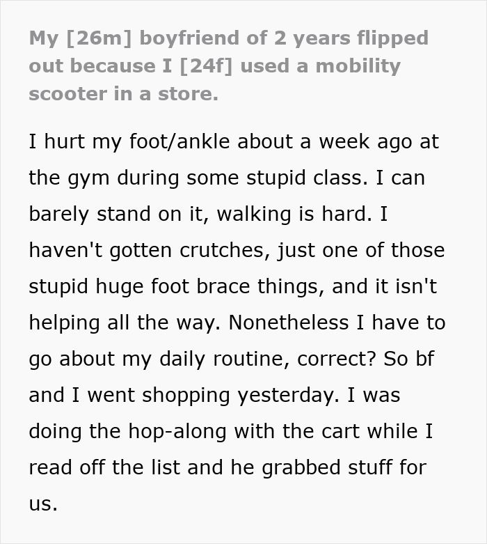Woman Uses A Mobility Scooter At The Store, Her Boyfriend’s Reaction Reveals Feelings He’s Been Hiding Woman Uses A Mobility Scooter At The Store, Her Boyfriend’s Reaction Reveals Feelings He’s Been Hiding