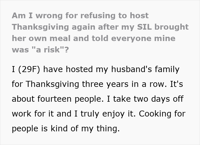 Woman Brings Her Own Food To Thanksgiving Because She Doesn't Trust SIL, Is Shocked At Her Reaction Woman Brings Her Own Food To Thanksgiving Because She Doesn't Trust SIL, Is Shocked At Her Reaction