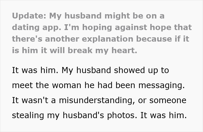 Husband caught on dating app, confirming wife's fears of betrayal in marriage