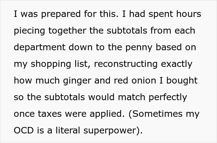 Text explaining a detailed shopping list calculations to match subtotals at a Walmart checkout. Text explaining a detailed shopping list calculations to match subtotals at a Walmart checkout.
