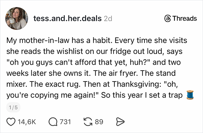 MIL Keeps Buying Everything On Couple’s Wishlist First, So DIL Finally Gives Her Something Worth Copying MIL Keeps Buying Everything On Couple’s Wishlist First, So DIL Finally Gives Her Something Worth Copying