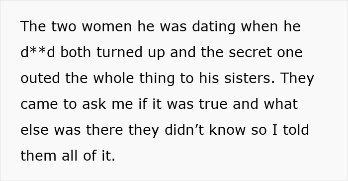 Text recounting how two women showed up at the ex’s funeral, exposing the truth to his family Text recounting how two women showed up at the ex’s funeral, exposing the truth to his family