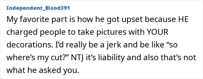 Comment discussing liability issues when a neighbor sells a paid tour on private property.