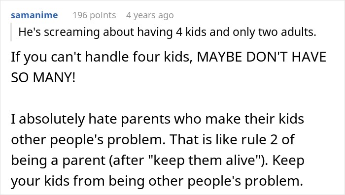 A comment criticizing a dad who yells at flight staff over controlling his child on a flight. A comment criticizing a dad who yells at flight staff over controlling his child on a flight.