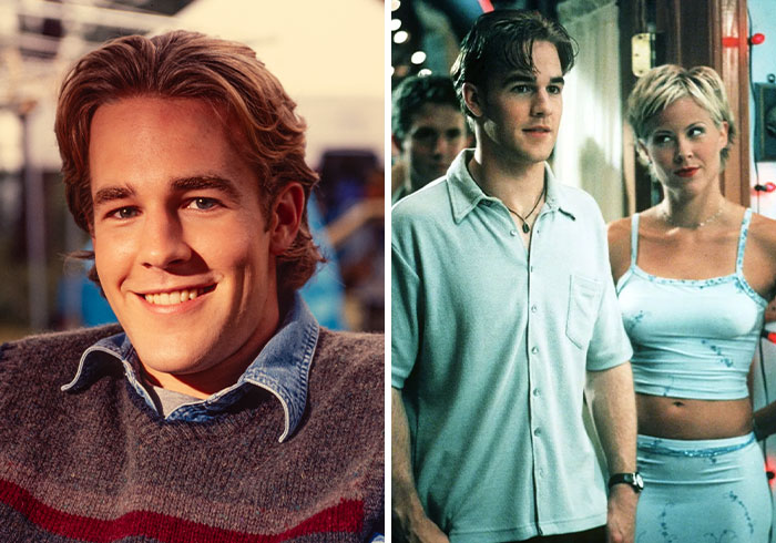 Dawson Leery from Dawson's Creek shown in two photos, illustrating male TV characters with glaring red flags.