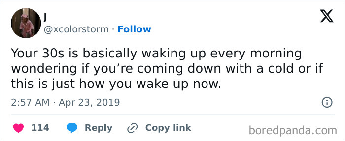 Waking up in your 30s wondering if you're sick or just feeling tired now adulthood meme