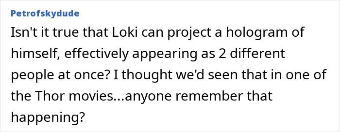 Social media comment theorizing about Chris Evans appearance and Loki hologram powers in promo Social media comment theorizing about Chris Evans appearance and Loki hologram powers in promo
