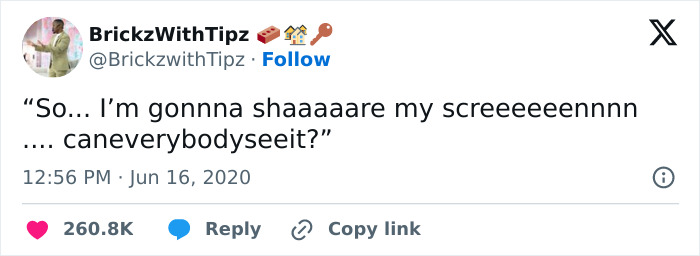Relatable work tweets joking about screen sharing during online meetings.