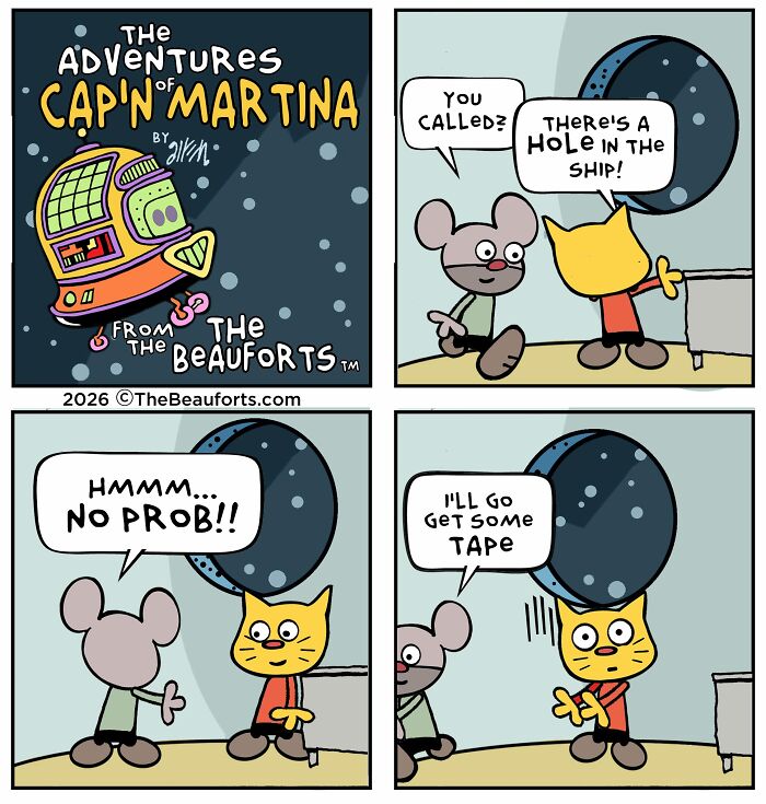 Funny space comics illustrating cartoon characters dealing with a hole in the spaceship. Funny space comics illustrating cartoon characters dealing with a hole in the spaceship.