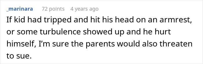 A comment discussing safety risks when a dad threatens crew members on an airplane. A comment discussing safety risks when a dad threatens crew members on an airplane.