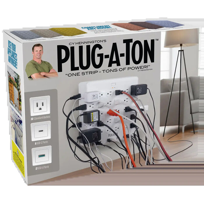 Fake Plug-A-Ton power strip box, a hilarious gift box with ridiculous fake product concept Fake Plug-A-Ton power strip box, a hilarious gift box with ridiculous fake product concept
