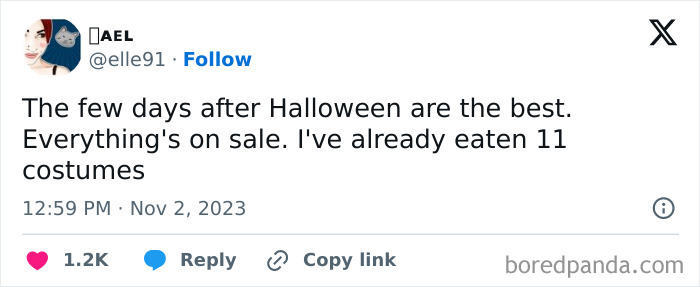 Hilarious Halloween tweet about eating 11 costumes after post-holiday candy sales