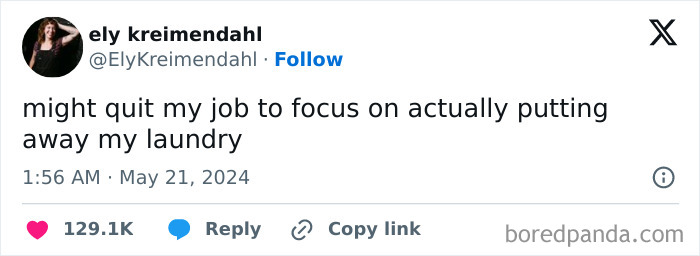 Funny meme about quitting job to focus on laundry chores growing up