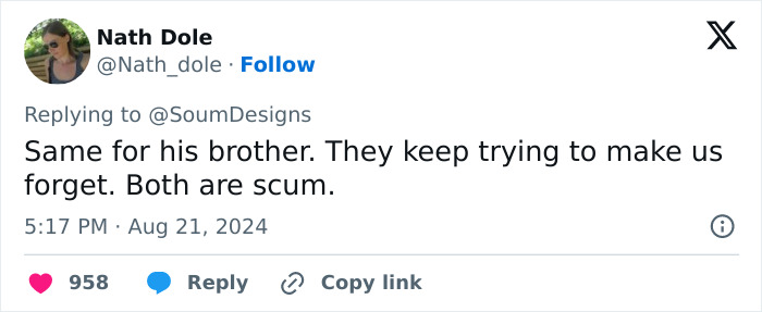 Tweet condemning Ben Affleck and his brother about problematic history with women