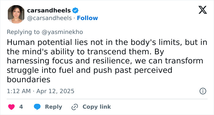 A tweet about mind ability and human potential regarding an extreme swimmer. A tweet about mind ability and human potential regarding an extreme swimmer.