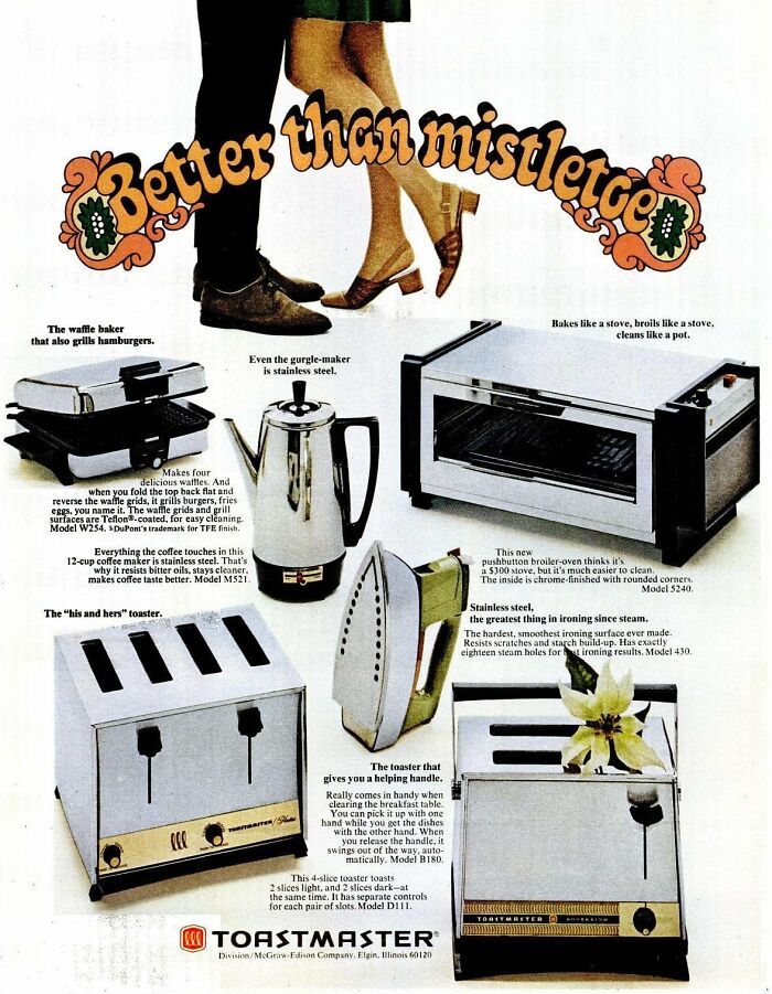 Vintage Toastmaster kitchen appliances ad with tagline Better than mistletoe