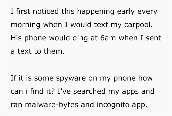 Message about noticing phone notifications and searching for spyware apps Message about noticing phone notifications and searching for spyware apps