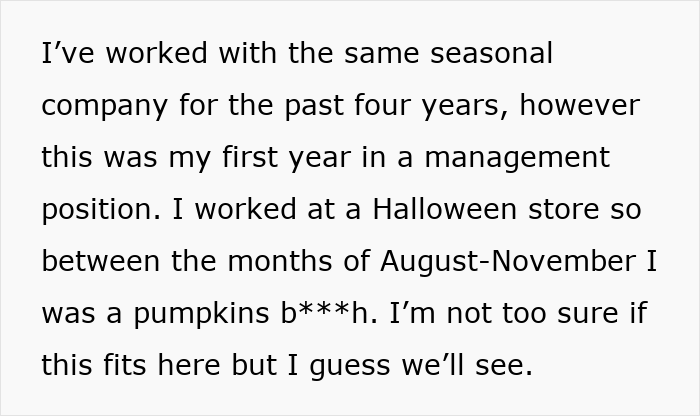 Text describing working at a Halloween store trying to find popular costume sizes Text describing working at a Halloween store trying to find popular costume sizes