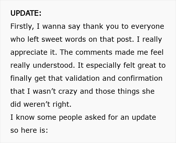 A text update thanking online users for support following grounds for divorce.