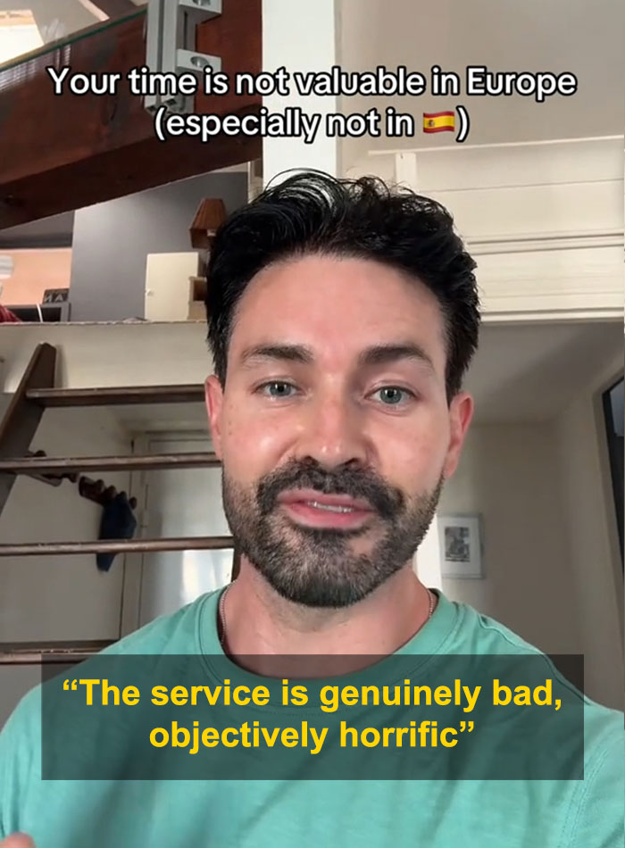 Expat New Yorker criticizing European customer service during a video call Expat New Yorker criticizing European customer service during a video call