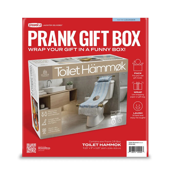 Red outer sleeve packaging for a hilarious gift box with funny product details. Red outer sleeve packaging for a hilarious gift box with funny product details.