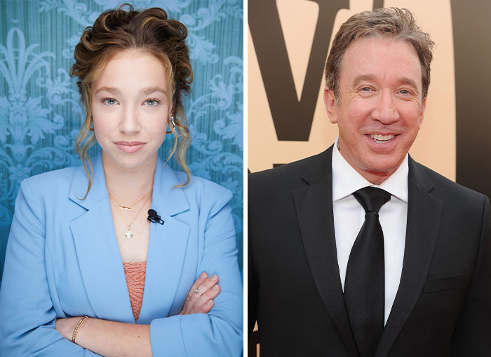 Side-by-side portrait of Elizabeth Lande and Tim Allen, highlighting lesser-known nepo babies in Hollywood.