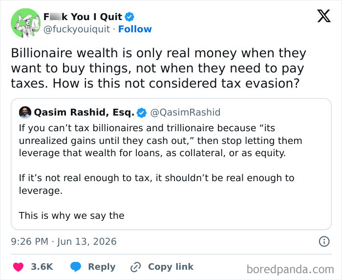 Discussion on billionaire wealth as real money linked to tax evasion and financial leverage