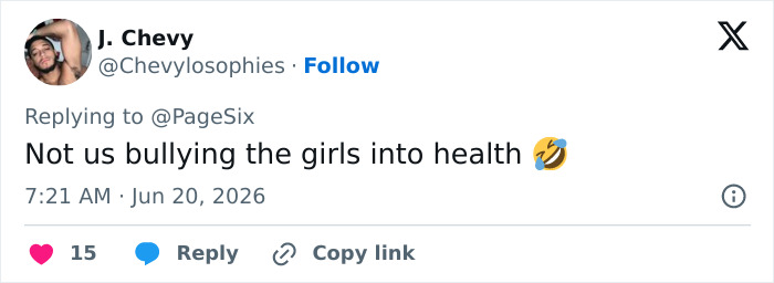 A social media reaction post discussing public comments on Kelly Osbourne's weight gain.
