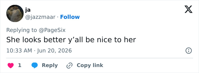 A fan tweet encouraging kindness regarding Kelly Osbourne's updated appearance and weight gain.