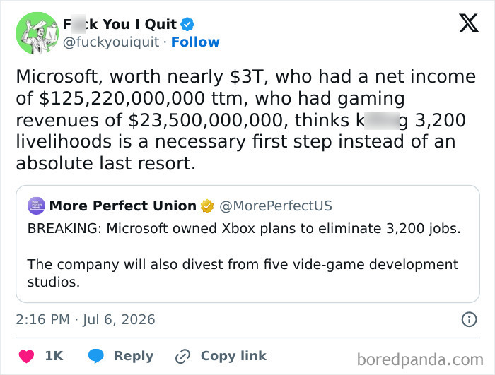 Microsoft plans to cut 3,200 Xbox jobs despite huge net income and gaming revenue