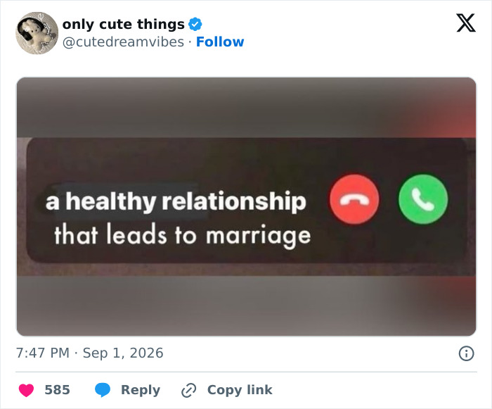 Phone call screen showing a healthy relationship that leads to marriage message