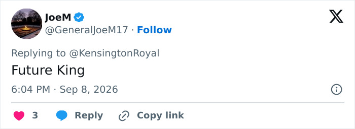 Tweet referring to Prince George as the Future King. Tweet referring to Prince George as the Future King.