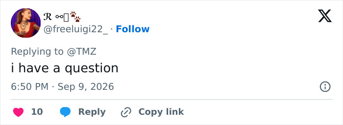 An online tweet with a user saying they have a question regarding an interabled couple.