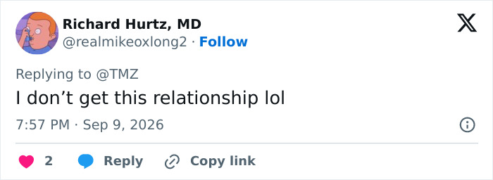 A social media post questioning an interabled couple’s relationship status.