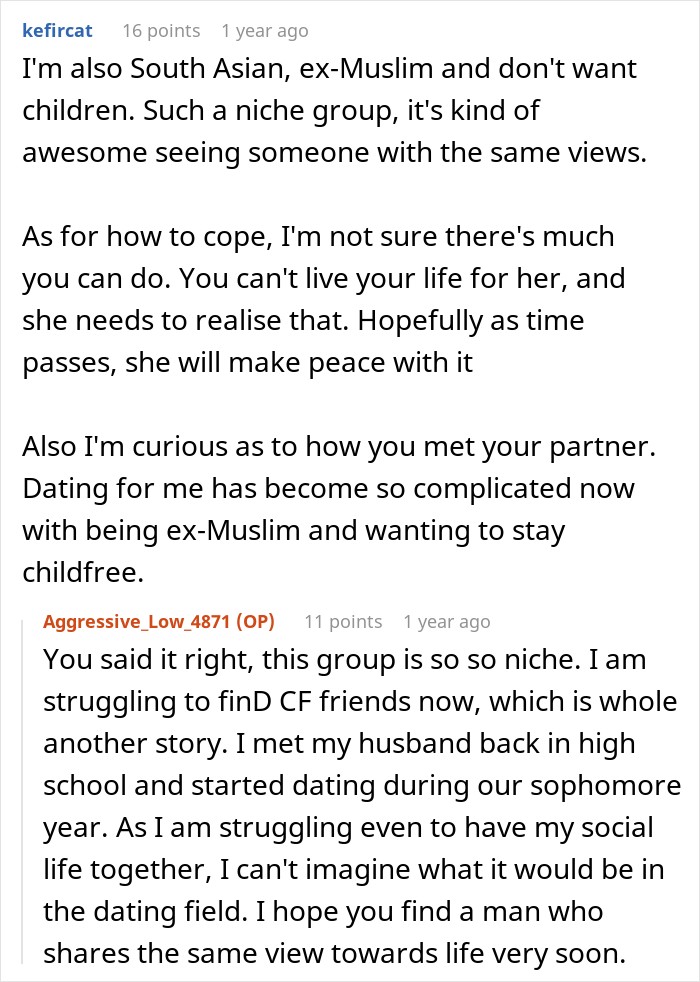 Mom Says There Is "No Point" For Daughter's Life If She's Not Going To Have Kids Mom Says There Is "No Point" For Daughter's Life If She's Not Going To Have Kids
