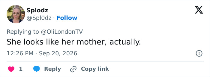 A tweet regarding Kelly Osbourne weight gain noting she looks like her mother