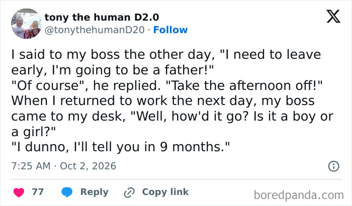 A hilarious work tweet about tricking a boss to leave early
