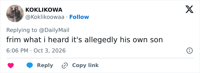 A social media comment suggesting the O.J. Simpson case involves his son. A social media comment suggesting the O.J. Simpson case involves his son.