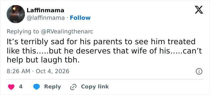 A social media user sharing thoughts about Brooklyn Beckham and his wife.
