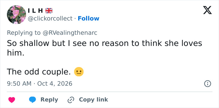 X post criticizing Nicola and Brooklyn Beckham marriage as an odd couple