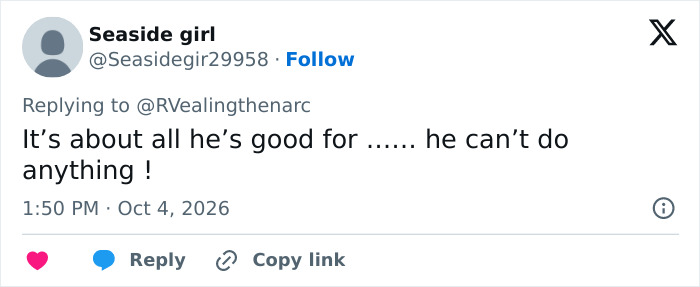 A comment on X reacting to the viral clip of Brooklyn Beckham and Nicola Peltz