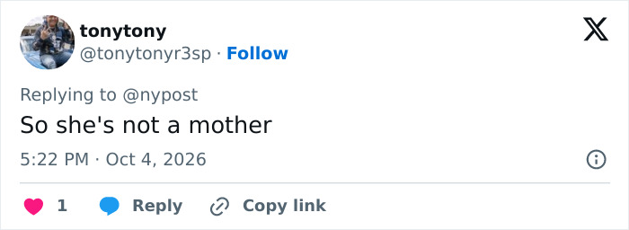 A social media post criticizing Kim Kardashian and her nannies, reading: So she is not a mother A social media post criticizing Kim Kardashian and her nannies, reading: So she is not a mother