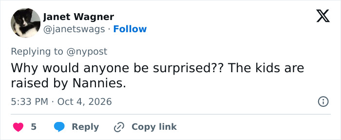 A tweet stating Kim Kardashian's kids are raised by nannies A tweet stating Kim Kardashian's kids are raised by nannies