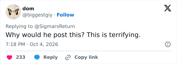 An online reaction tweet expressing concern about how do men lack self-awareness and post creepy stories