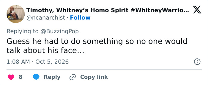 A social media comment suggesting a distraction from his face, related to Ryan Seacrest's photo. A social media comment suggesting a distraction from his face, related to Ryan Seacrest's photo.