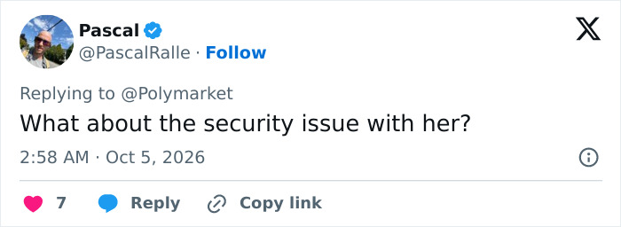 A social media comment asking about a security issue concerning Kash Patel