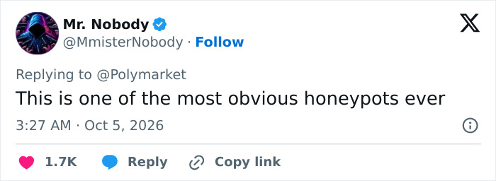 Tweet calling the situation a honeypot following Kash Patel's sudden engagement news.