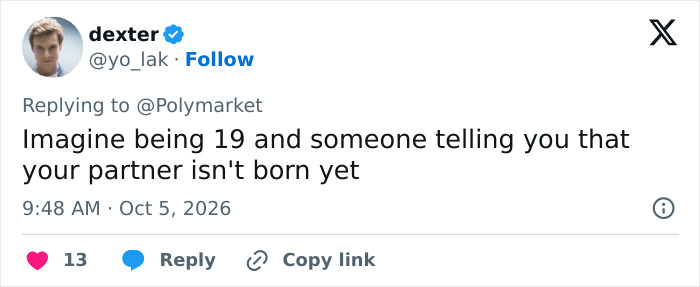 Online comment on X discussing the age gap and sudden engagement of Kash Patel.