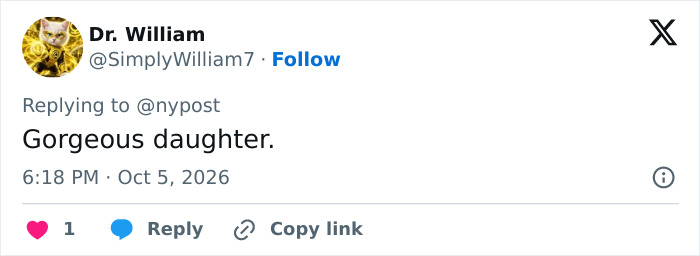 A user comment on X praising Heidi Klum’s daughter as gorgeous, highlighting the nepotism discussion. A user comment on X praising Heidi Klum’s daughter as gorgeous, highlighting the nepotism discussion.