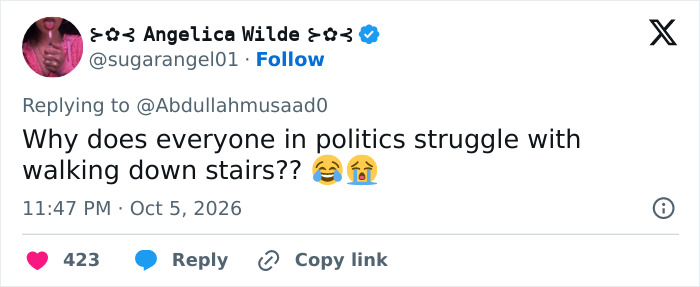 Social media reaction questioning walking down stairs amid Usha Vance discussion. Social media reaction questioning walking down stairs amid Usha Vance discussion.